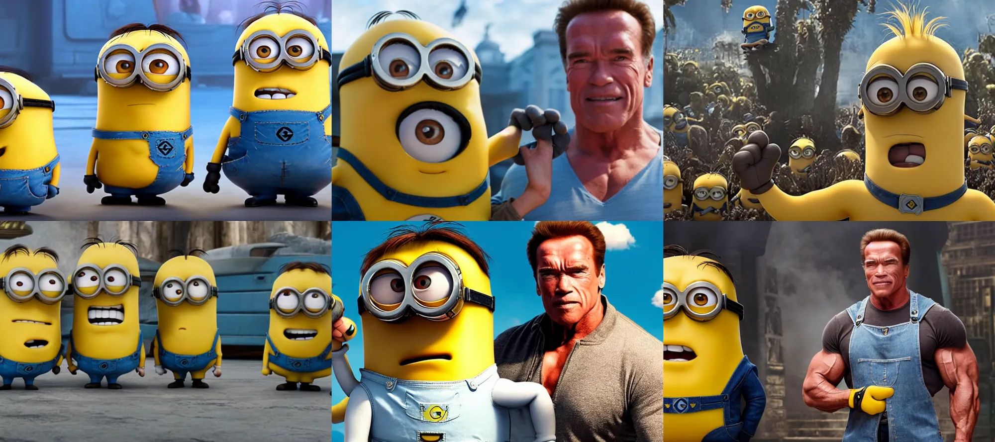 Prompt: Arnold Schwarzenegger in Minion movie