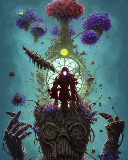 Prompt: the platonic ideal of flowers, rotting, insects and praying of cletus kasady carnage thanos davinci nazgul wild hunt doctor manhattan chtulu mandelbulb ponyo botw bioshock, d & d, fantasy, ego death, decay, dmt, psilocybin, concept art by randy vargas and greg rutkowski and ruan jia