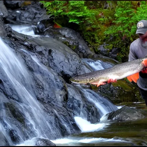 Image similar to dozens!!! of bears!!! catching salmon on a small waterfall in alaska, detailed, wide angle, 4 k