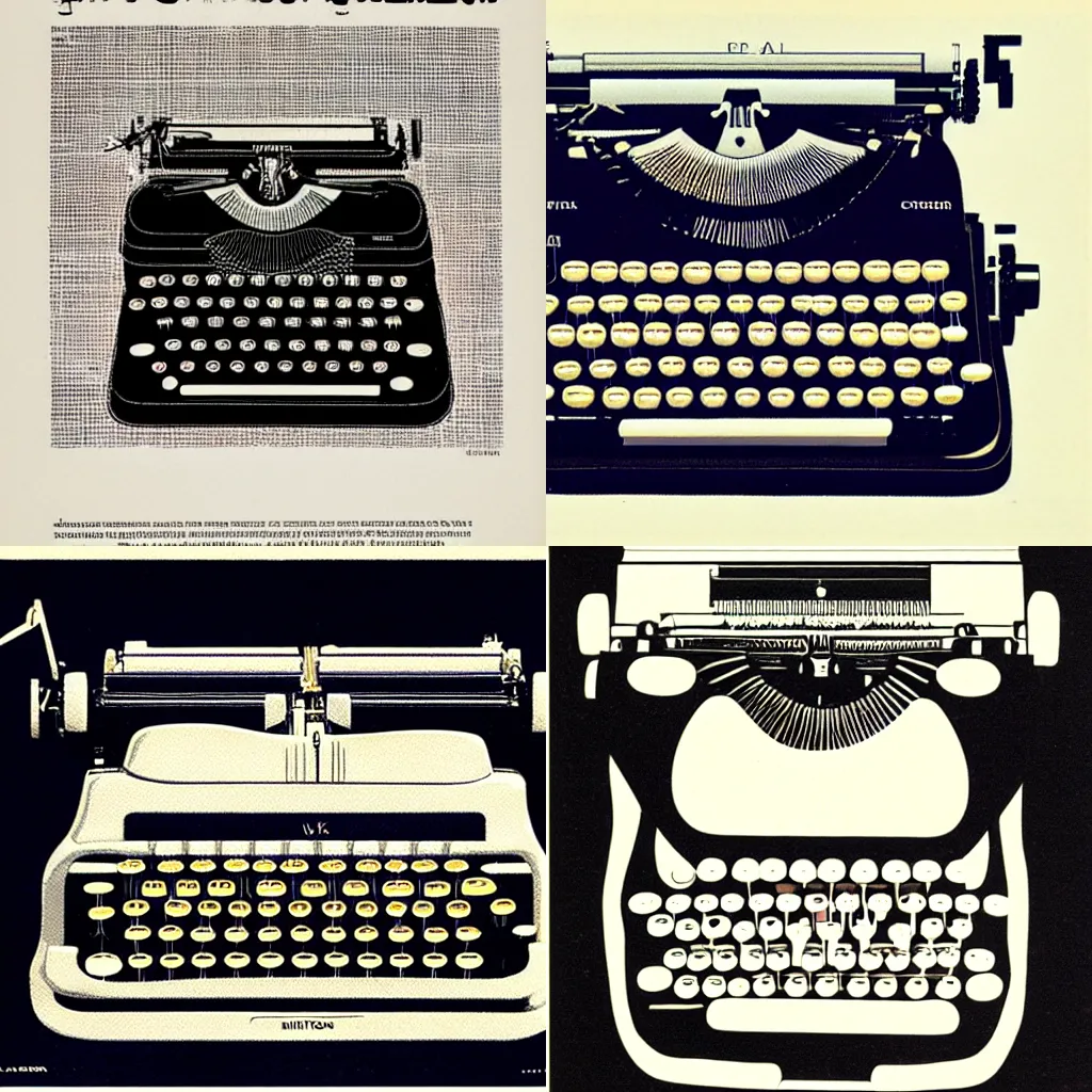 Prompt: typewriter ad by milton glaser