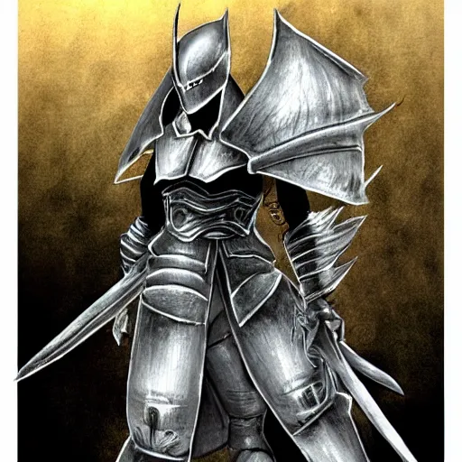 Prompt: china ink concept art of lithe knight