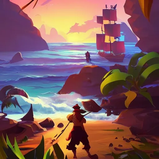 Image similar to painting treasure on sea of thieves game smooth median photoshop filter cutout vector, behance hd by jesper ejsing, by rhads, makoto shinkai and lois van baarle, ilya kuvshinov, rossdraws global illumination