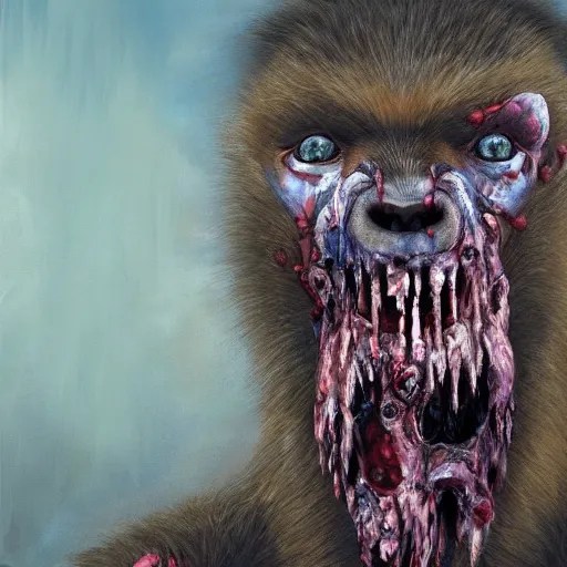 Prompt: a giant capybara zombie, expressive oil painting, horror, digital art, by yoshitaka amano, 4 k