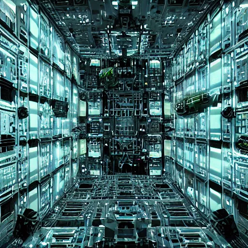 Image similar to a photo of several borg drones maturing in their alcoves inside a borg cube