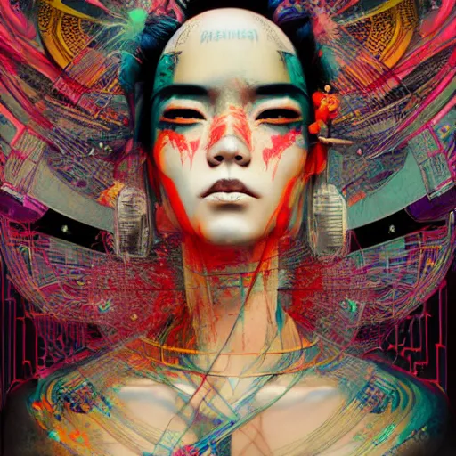 cyberpunk geisha, meditating, 8 k, by tristan eaton, | Stable Diffusion ...