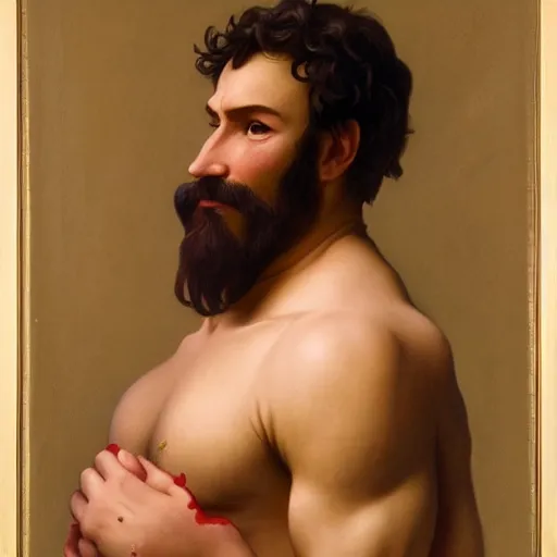 Image similar to a vintage portrait painting of a gentleman half ogre half man, art by artgerm and anna dittman and william - adolphe bouguereau