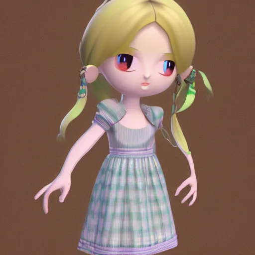 Image similar to cute fumo plush of a girl in a celtic pattern dress, mythology, vray, symmetry