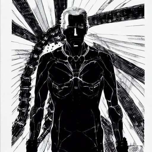 Image similar to Joe Biden looking sinister, by Tsutomu Nihei, highly detailed