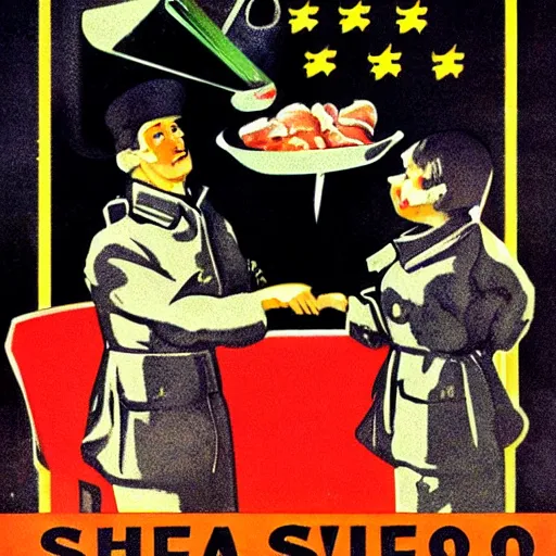 Prompt: sharing cheese is a serious felony, stop sign, do not do it. bad behavior. your family is ashamed. soviet propaganda poster