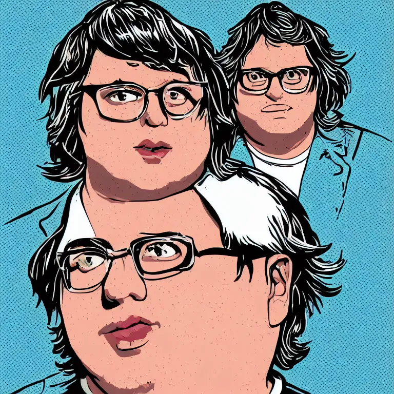 Image similar to andy milonakis & clark duke hybrid, vector, svg sticker art