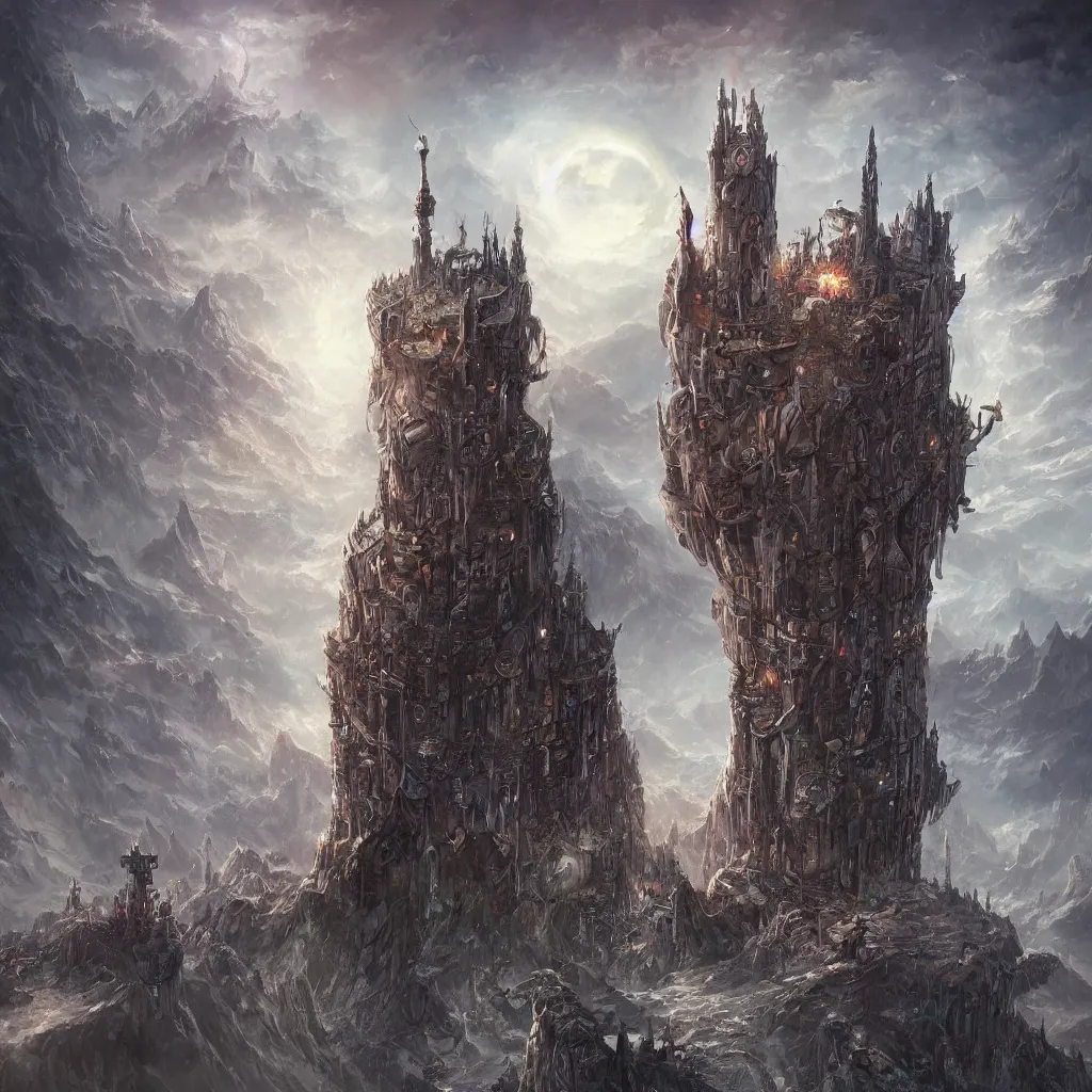 Image similar to a tower on the edge of forever, fantasy art, detailed, cinematic