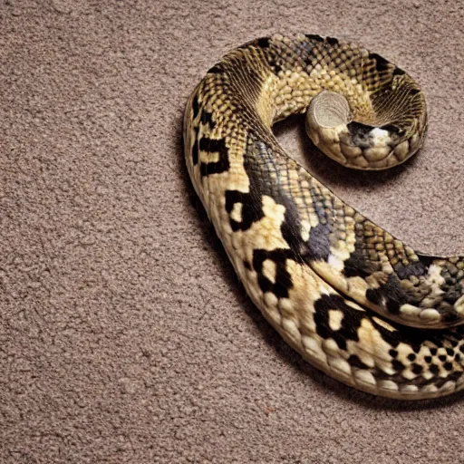 Prompt: studio photo of a rattlesnake with feline body, 4k