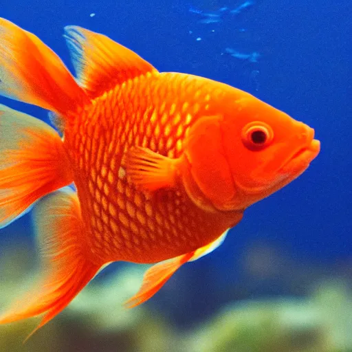 Prompt: portrait of a goldfish that looks like emma stone