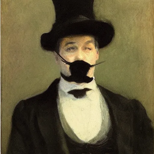 Image similar to black cat as a nineteenth century robber baron portrait by james mcneill whistler