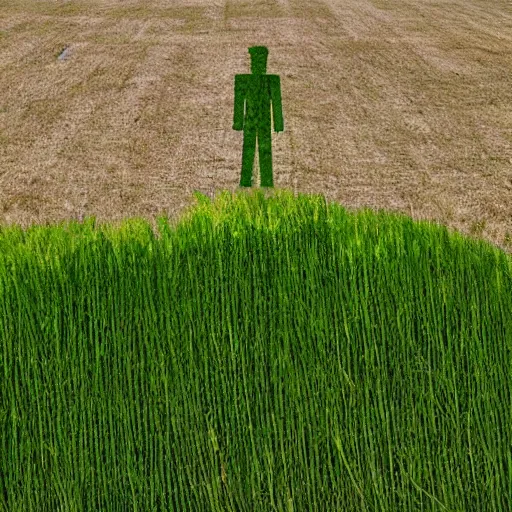 Prompt: man made of grass