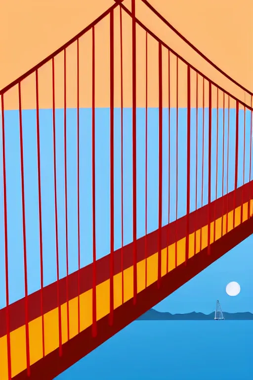 Image similar to minimalist boho style art of colorful golden gate bridge, illustration, vector art