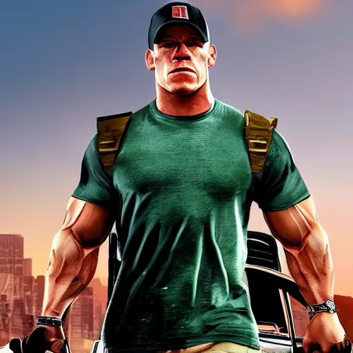 Prompt: john cena in style of gta 5