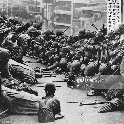 Image similar to japanese invasion of seoul, historical photo, realistic