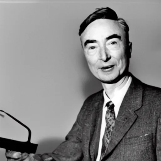 Prompt: robert oppenheimer giving ted talk