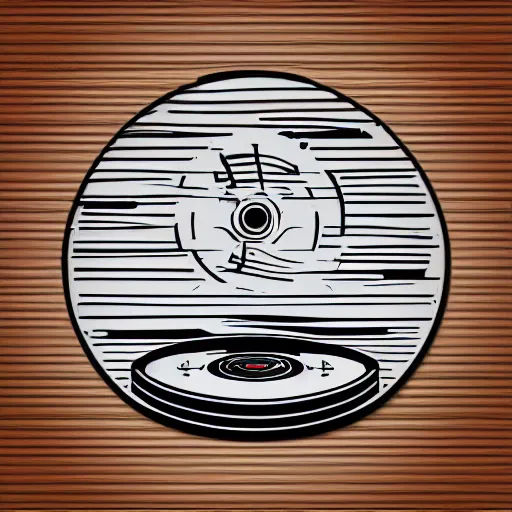 Prompt: vinyl record player sticker vector art dribbble style