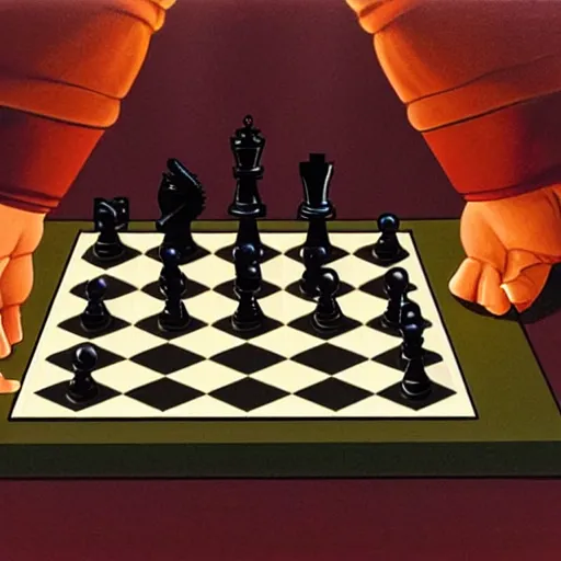 Prompt: lighting striking a chess pawn, artwork by greg hildebrandt. 1 9 8 0 s.