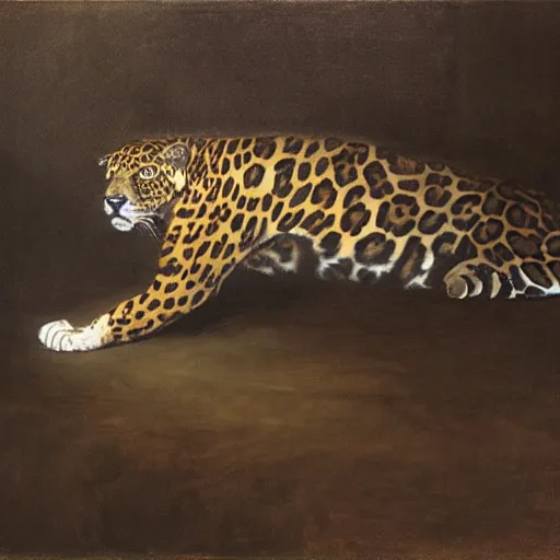 Prompt: intense jaguar in a dark misty room, by John Singer Sargent