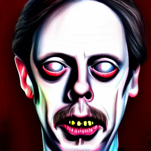 Image similar to photorealistic portrait of a young steve buscemi as the mothman, dark, horror movie poster, digital painting