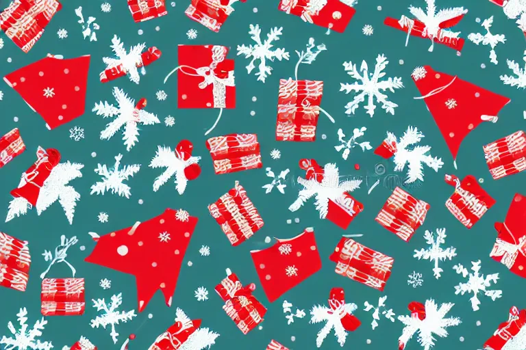 Image similar to a wrapping paper pattern with christmas print, illustration