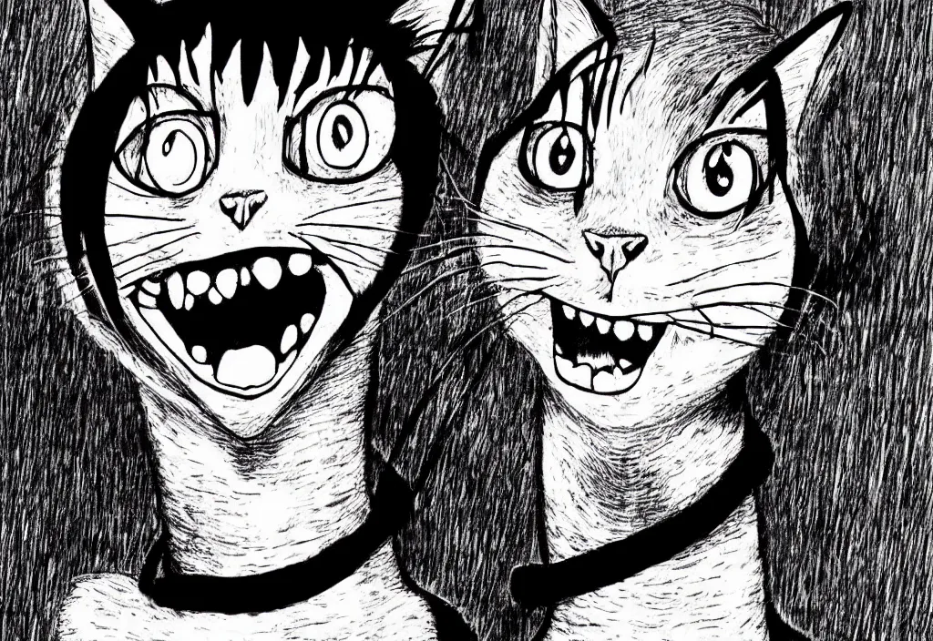 Image similar to smiling cat by junji ito