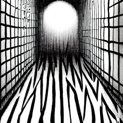 Image similar to “A creepy bright white hallway by Junji Ito”