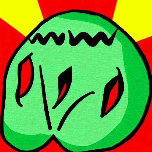 Image similar to a triple - melon logo, with devil faces, in cartoon style,