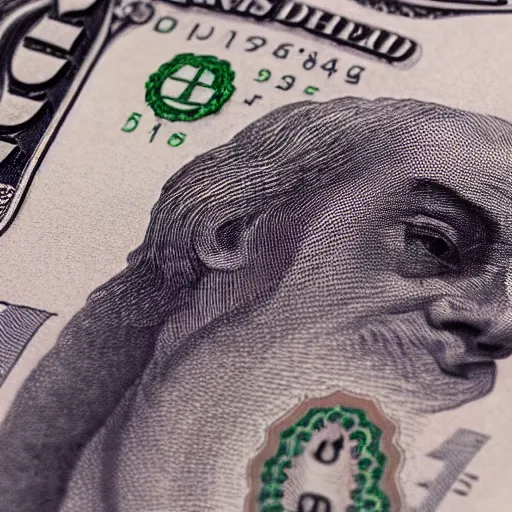 Prompt: close up of a one dollar bill, mr. bean - 9