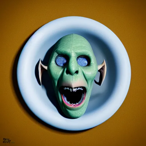 Prompt: voldemort as a vol - au - vent, octane render, photorealistic, rubberhose animation