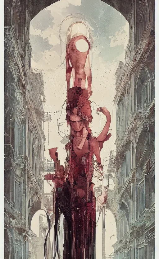 Prompt: badempanada, eun emerging from renaissance italy into a cyberpunk mutiversal realm by conrad roset, nicola samuri, dino valls, m. w. kaluta, jakub rebelka, rule of thirds, seductive look, beautiful