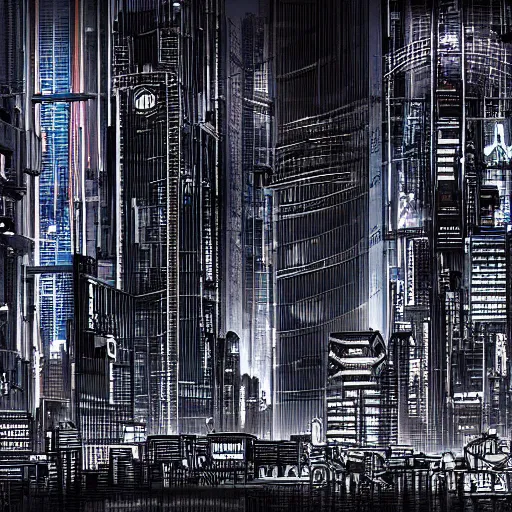 Prompt: cyberpunk cityscape drawn by david mckean