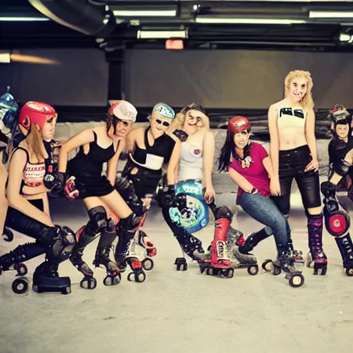 Image similar to roller derby riot grrl robots