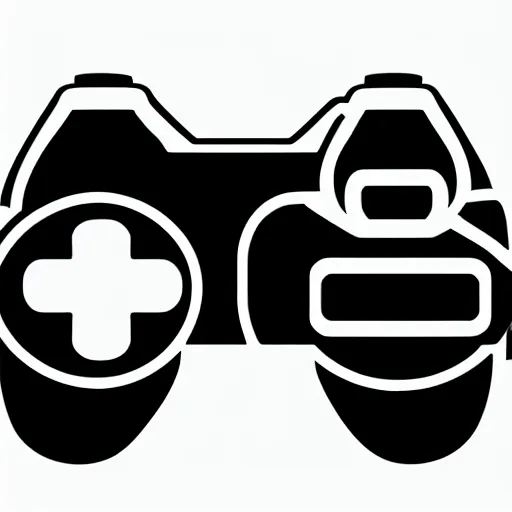 Prompt: logo for a gaming company, gamepad, clean, white background, icon