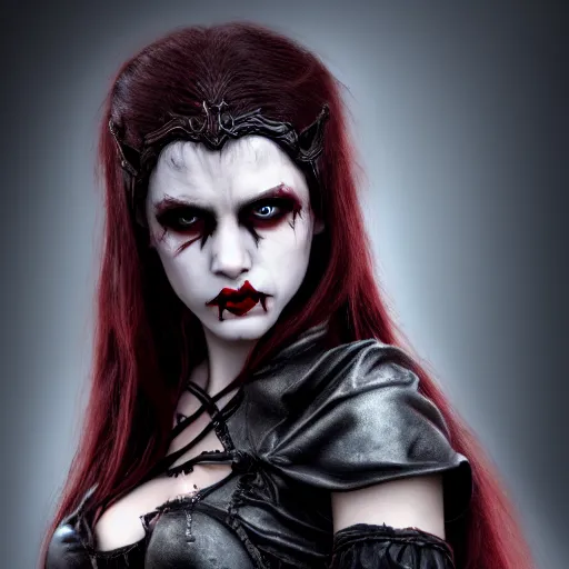 Prompt: photo of a real-life beautiful female vampire warrior, highly detailed, 4k