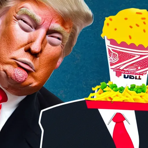 Image similar to Donald trump eating Taco Bell’s newest item, photorealistic