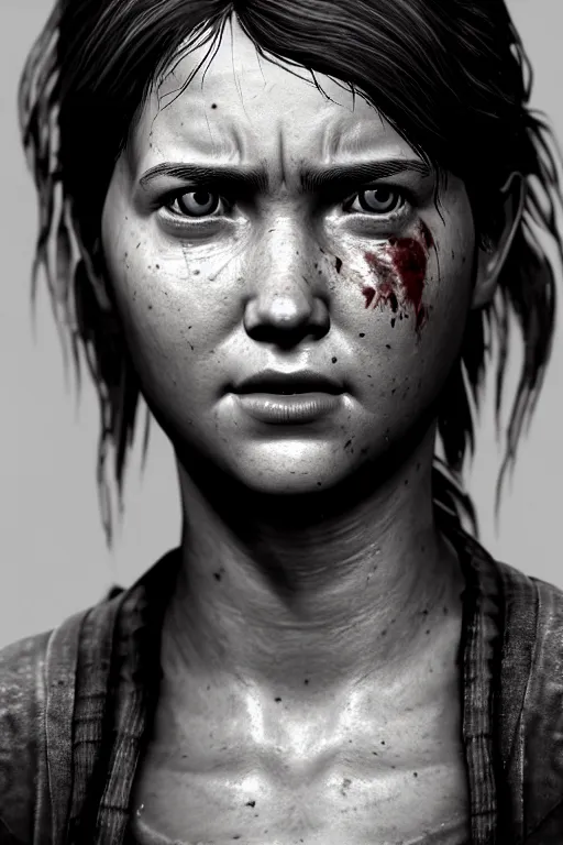 Image similar to ultra detailed facial portrait of ellie from the last of us part 2, highly detailed, trending on artstation, cinematic lightning, sharp focus, perfect face, pretty face, fine - face, illustration, 8 k, elegant, leica sl 2 3 0 mm