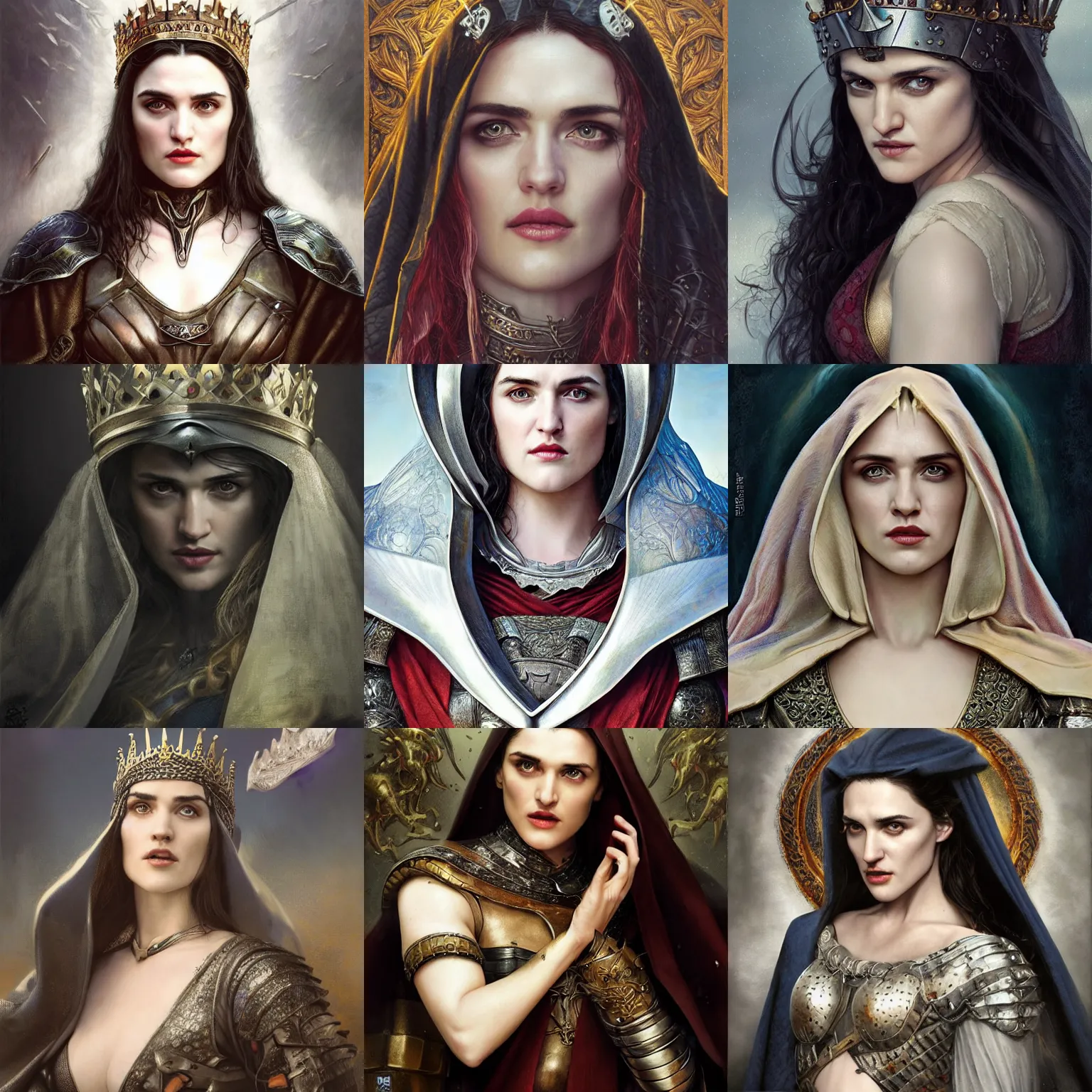 Prompt: katie mcgrath as a beautiful medieval queen by gerald brom + mark arian + stanley artgerm lau + wlop, extremely detailed, hyper realistic, smooth, sharp focus