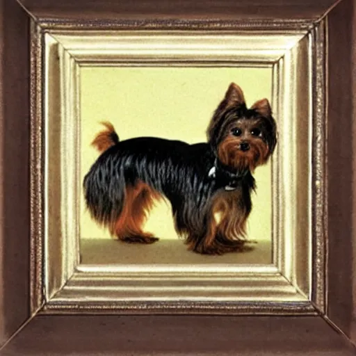 Image similar to Yorkie dog, extremely detailed masterpiece, illustration, by Michael Sowa,