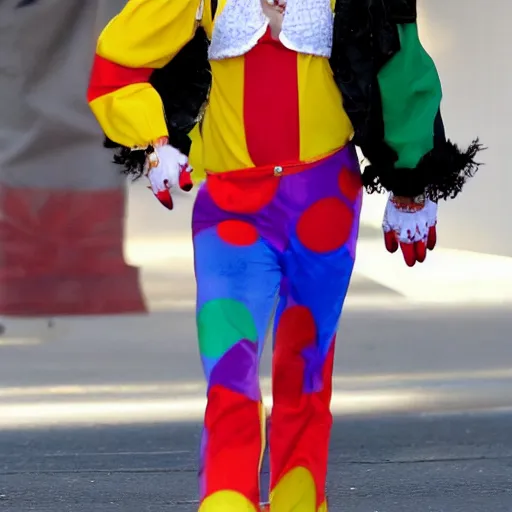 Image similar to Miley Cryus dressed as a clown