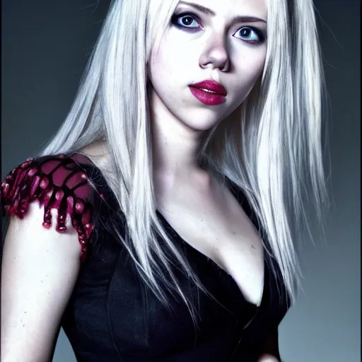 Image similar to scarlett johansson modeling as misa amane from death note, professional photograph, 8 k