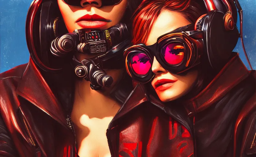 Image similar to closeup painting of anthro big head bee, cyberpunk, wearing crimson - black shutter shades and a dark brown leather jacket, portrait, hyperdetailed, artstation, cgsociety, 8 k, synthwave by tangerine dream