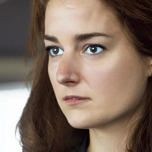 Image similar to A still of Shailene Woodley as Black Widow in Iron Man 2 (2010), close-up