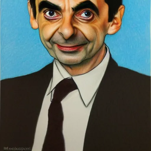 Prompt: mr bean drawn by a five year old, pencil