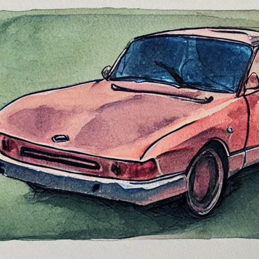 Prompt: [ [ water colored ] ] car
