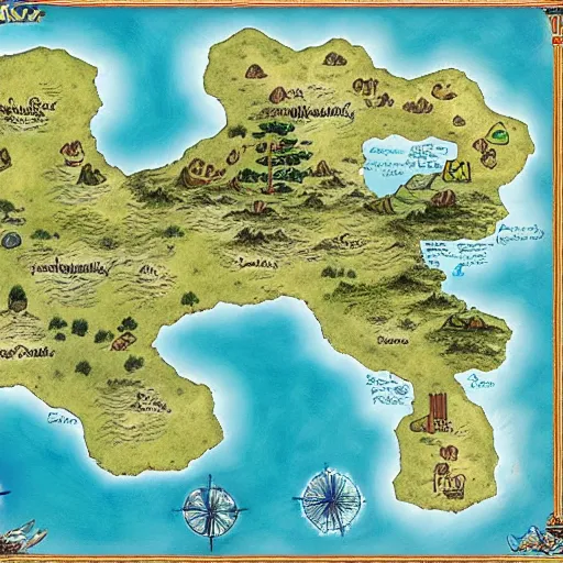 Prompt: map of fantasy world