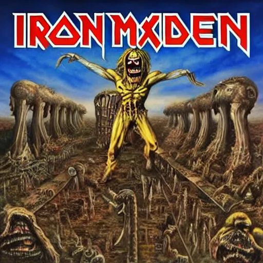 Prompt: iron maiden album cover surrealism 8 k hyperdetailed